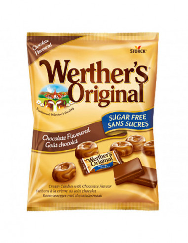Caramelos sabor chocolate WERTHERS sin azúcar.

La bolsa contiene 1 kg.
