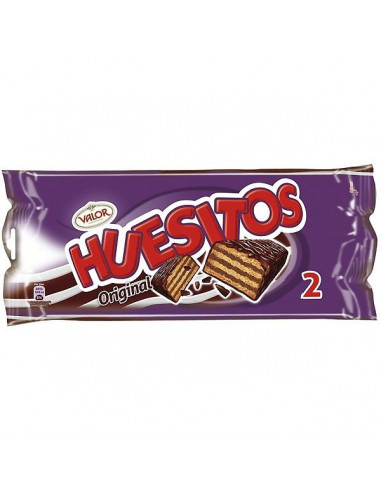 24 paquetes de Huesitos. Cada uno contiene 2 barritas de 20 gramos cada una.

Barritas de barquillo con chocolate.