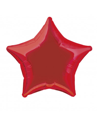 Globo con forma de estrella de color rojo de 45 cm de alto. Para inflar con helio o con aire.