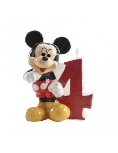 Blíster con vela de Mickey Mouse con el número 4.

7 cm de alto