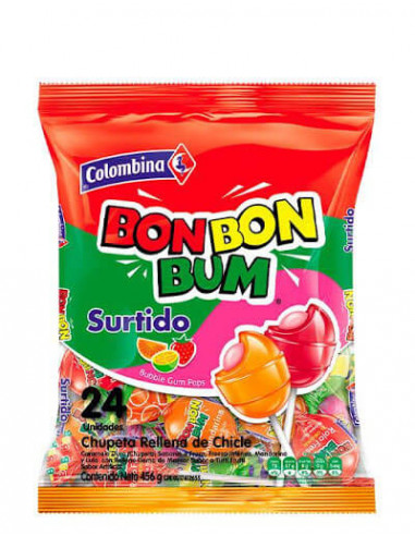 Chupa con chicle BON BON BUM sabores...