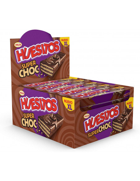 Estuches de 25 paquetes de 46 gramos de HUESITOS SUPER CHOC

Chocolatinas de barquillo con extra de chocolate.