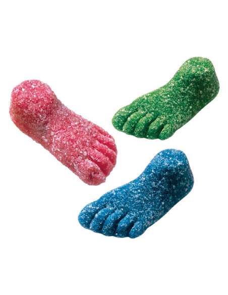 250 chuches con forma de pies de colores ácidos marca vidal