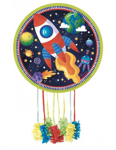 Piñata con motivos del espacio.

Mide 43 cm de diámetro aprox.