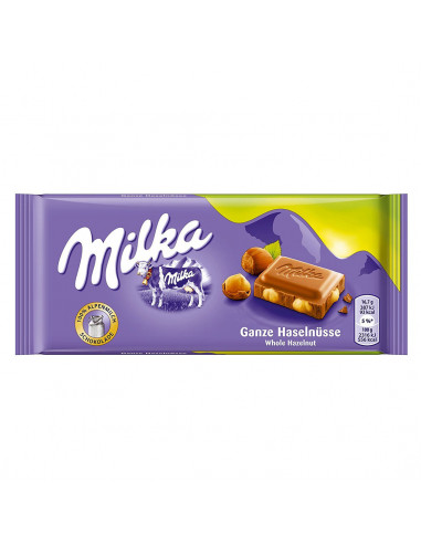 tableta de chocolate con leche Milka con avellanas