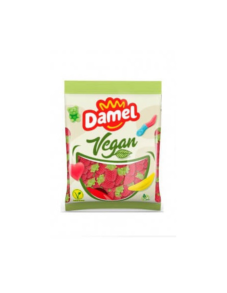 Gominolas con forma y sabor a fresa veganas de DAMEL.

Las bolsas contienen 1 kilo de producto.