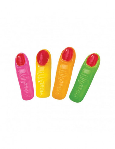 bolsa con 250 chuches en forma de dedos de colores brillo marca vidal.