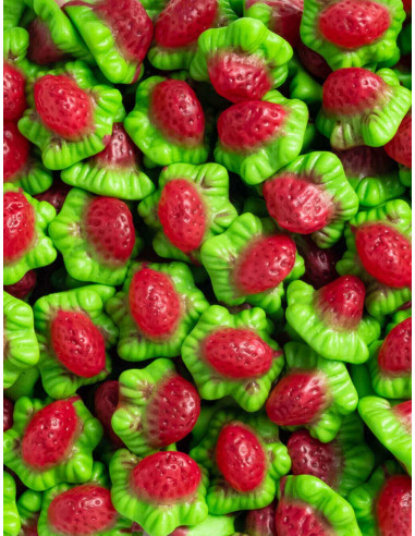 Gominolas rellenas de VIDAL con forma de fresas. El estuche contiene 125 unidades.