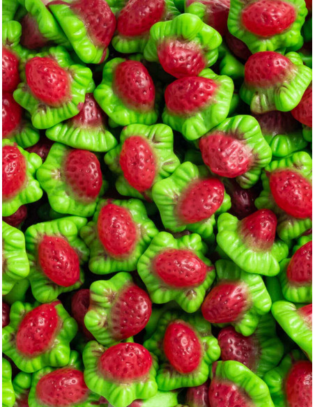 Gominolas rellenas de VIDAL con forma de fresas. El estuche contiene 125 unidades.