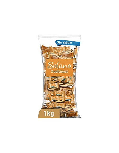 Caramelos SOLANO tradicional, sabor tofe cremoso.

La bolsa contiene 1 kg de caramelos envueltos individualmente.