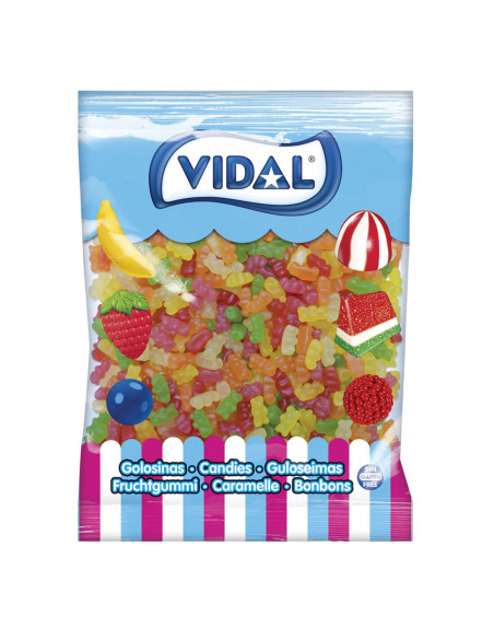 Gominolas de VIDAL de brillo con forma de ositos de colores.

La bolsa contiene 1 kg de golosinas.