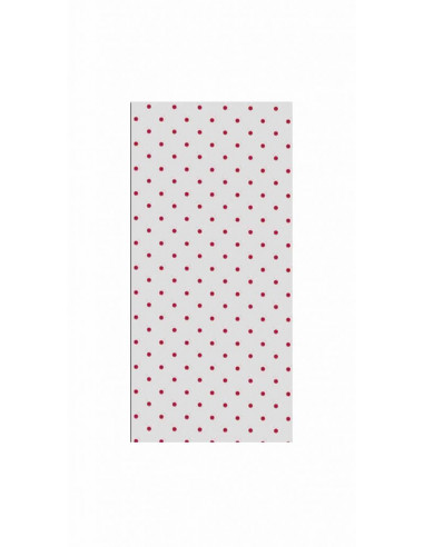 Paquetes con bolsas rectangulares decoradas con topos blancos/rojos

Miden 12 cm de ancho por 25 de largo. (100 uds. aprox)