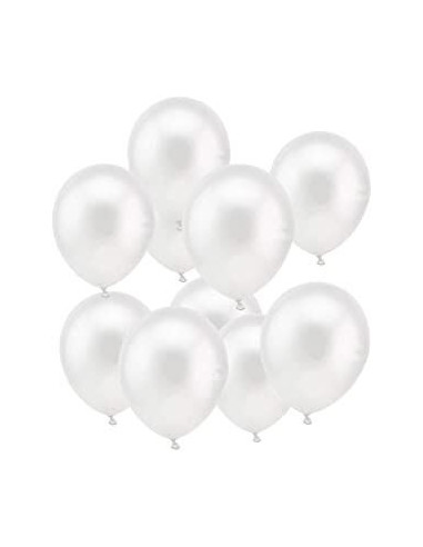Bolsas con 100 unidades de globos efecto metal en color blanco. 30 cm diámetro