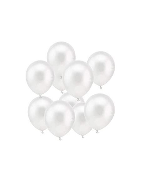 Bolsas con 100 unidades de globos efecto metal en color blanco. 30 cm diámetro