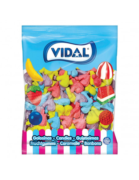 Gominolas de brillo de VIDAL con forma de unicornios de colores.

La bolsa contiene 1 kg.