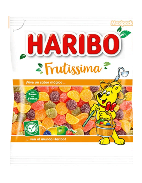 Golosinas de azúcar HARIBO con forma de frutas variadas.

La bolsa contiene 1 kg de chuches.

Aptas para veganos.