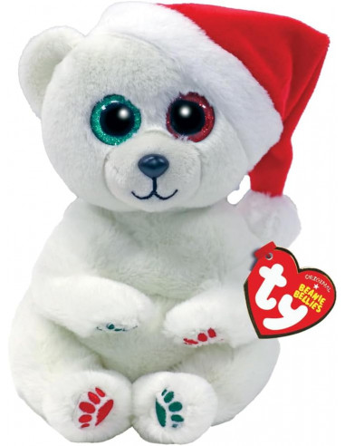 peluche ty de navidad en forma de oso con gorro rojo