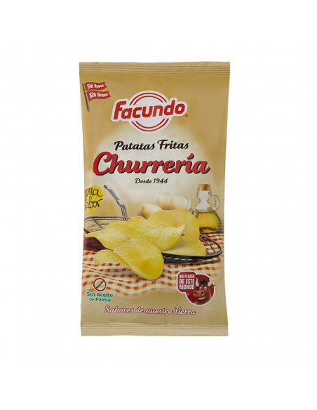 Cajas de 12 bolsas de 55 gramos de patatas fritas estilo casero de FACUNDO.