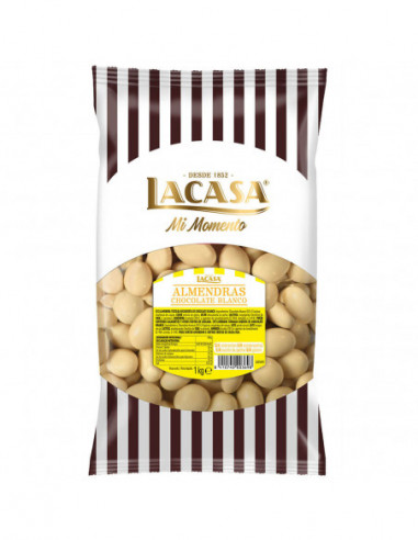 Las mejores almendras Marcona con chocolate blanco Lacasa. Bolsa de 1 kilo.