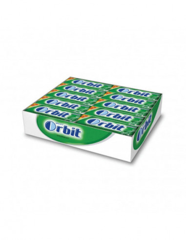 paquetes de 30 tabletas de chicles sin azúcar formato gragea marca orbit sabor hierbabuena