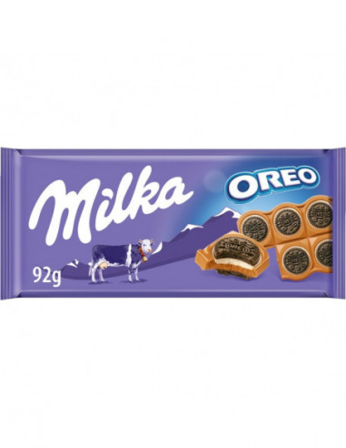 Tabletas de 92 gramos de chocolate MILKA con galletas Oreo.