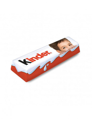 Barritas de chocolate KINDER rellenas de leche. El estuche contiene 20 cajas con 4 barritas cada una. No tienen gluten